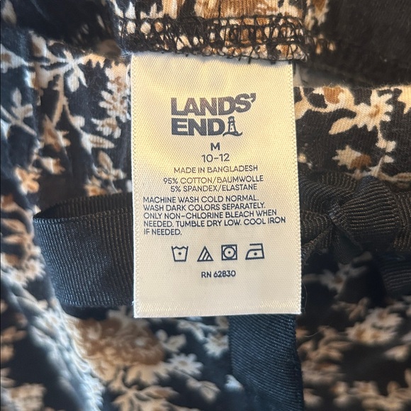 Lands End black floral pajama bottoms sz M - Picture 4 of 4